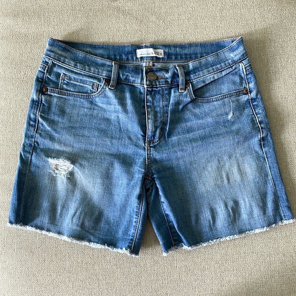 LOFT Raw Hem Midrise Denim Shorts